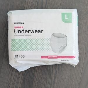 McKesson Super Underwear, Moderate Absorbency, L (Waist Size 48in-58in), 18 Ct